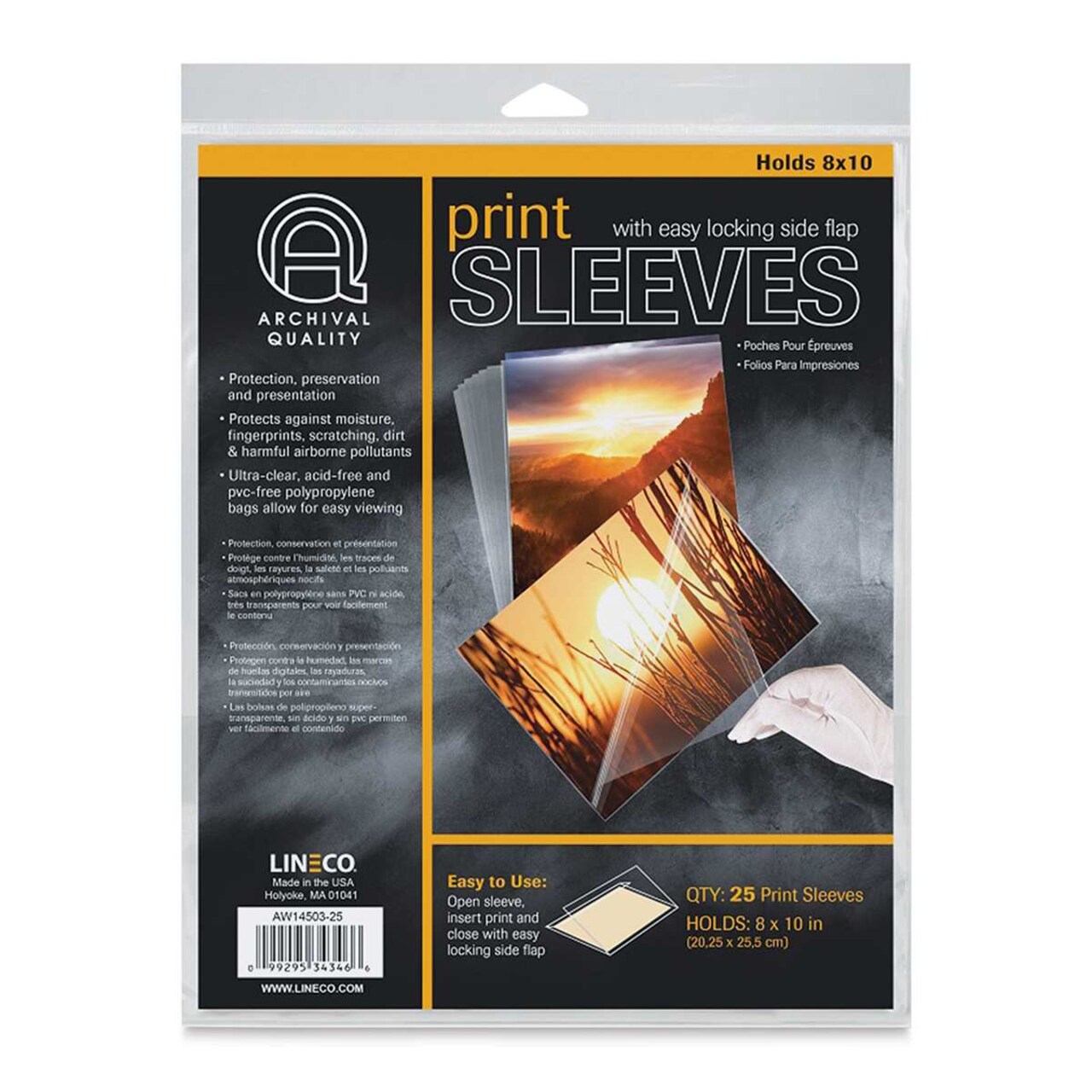 Lineco Digital Print Sleeve Pack - 8" x 10", Clear, Pkg of 25